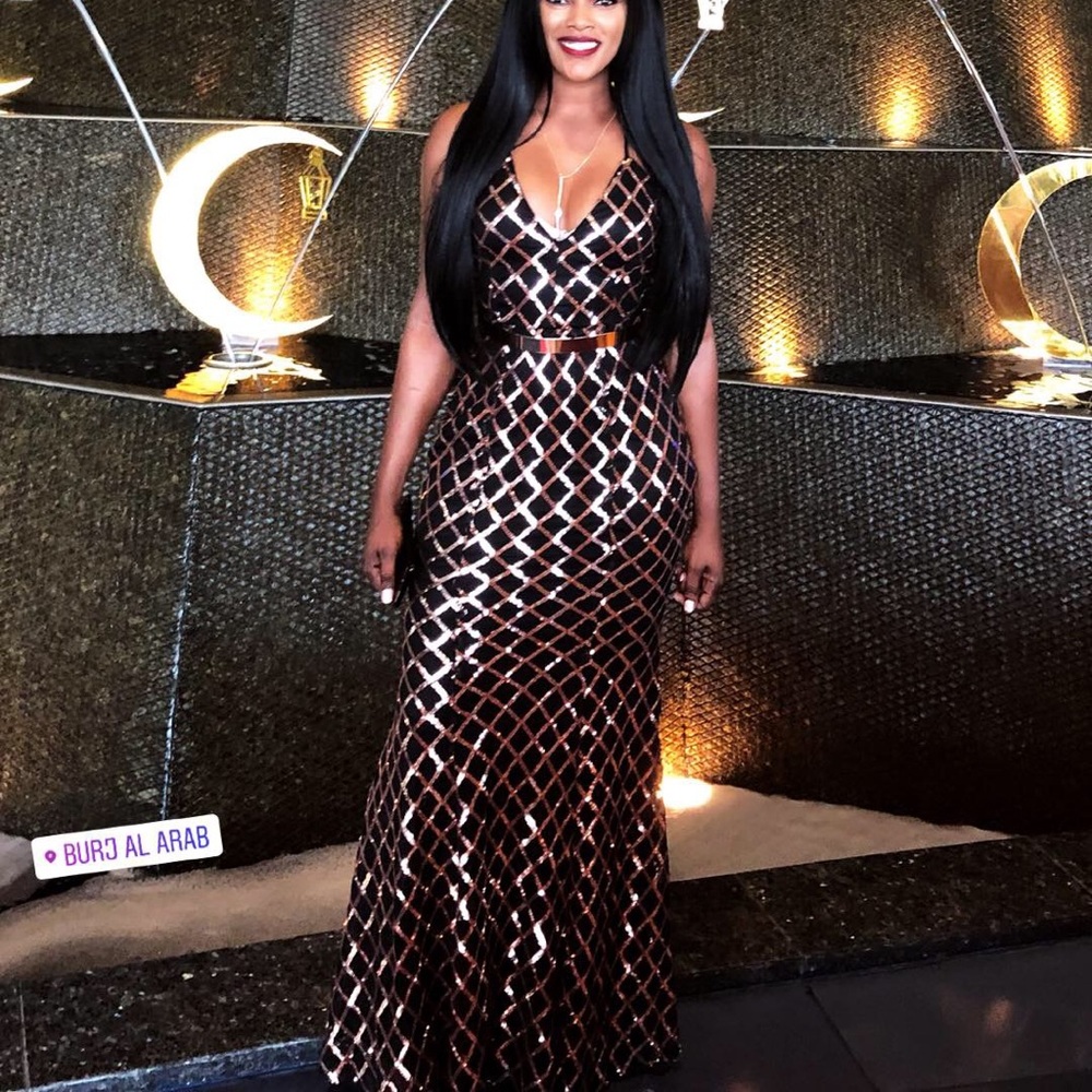 Gold/rose maxi dress from fashion nova